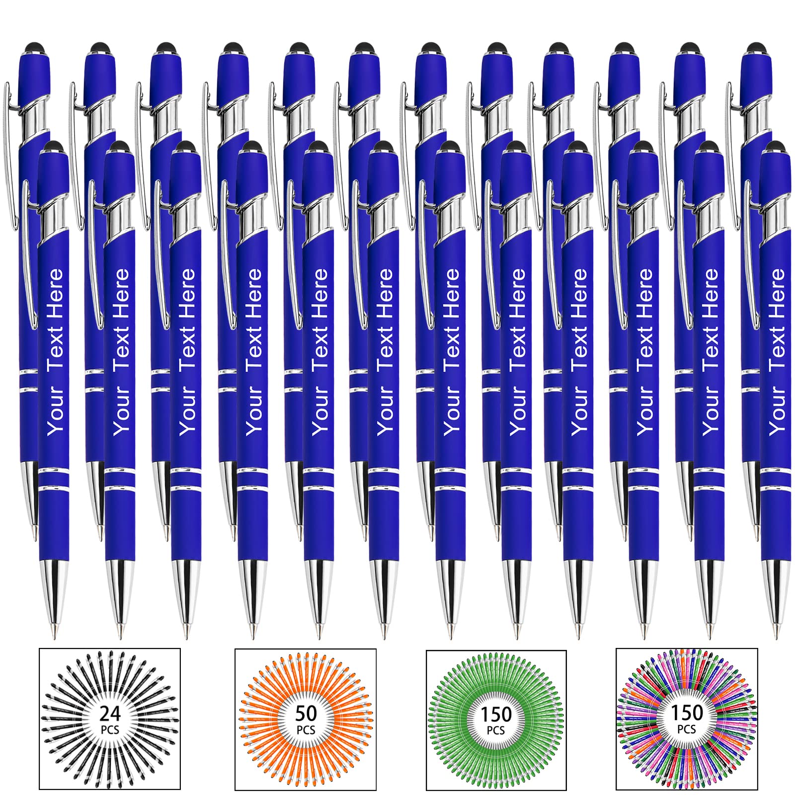 Hapelf Up to 500 Bulk Personalized Pens Custom Engraved Ballpoint Pen with Stylus Tip Retractable