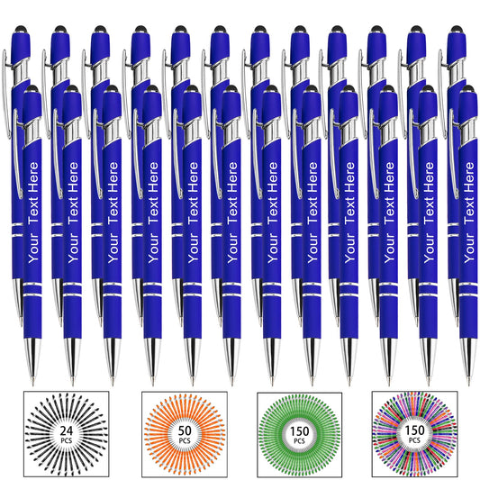 Hapelf Up to 500 Bulk Personalized Pens Custom Engraved Ballpoint Pen with Stylus Tip Retractable