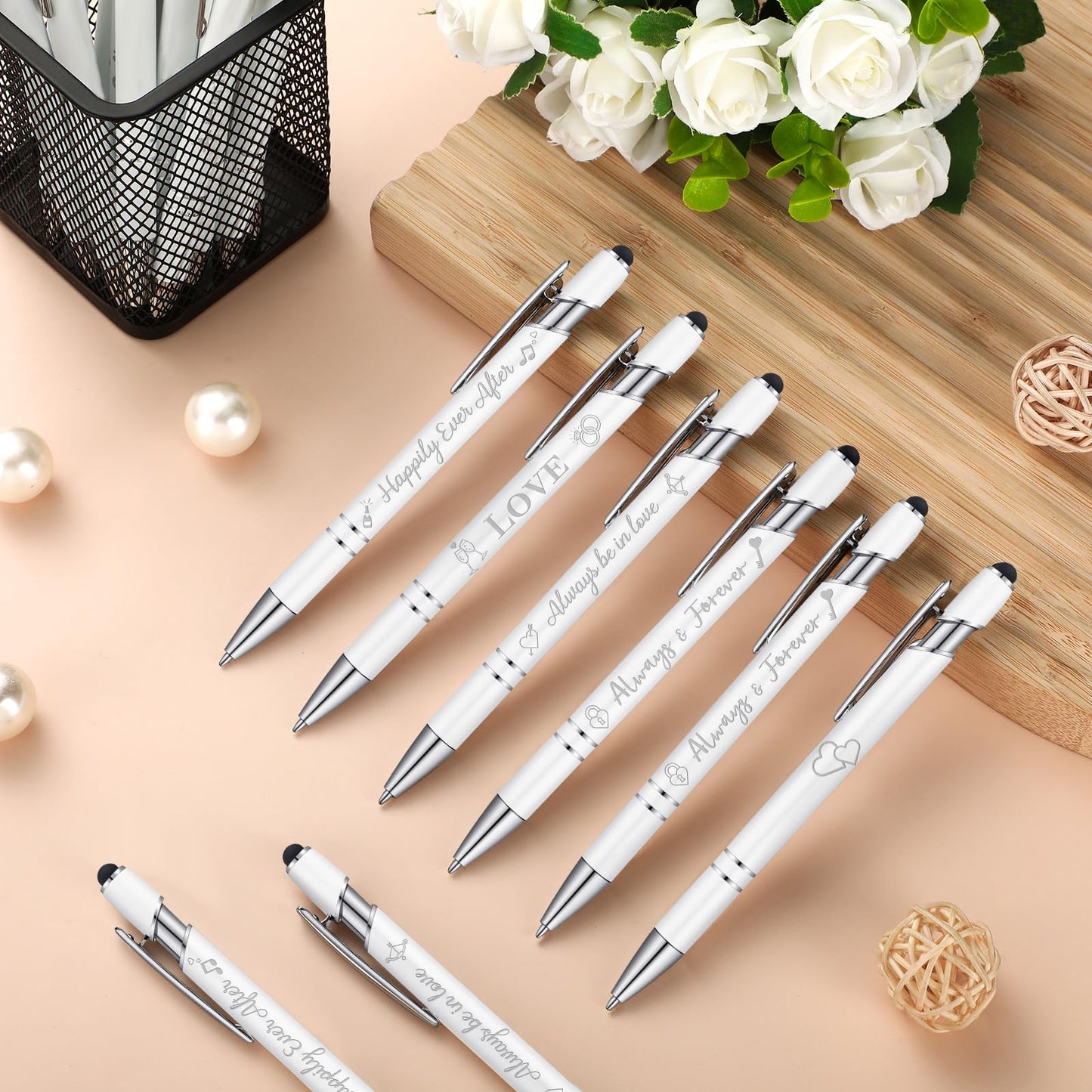 Kisston 36 Pcs Wedding Pen Bulk Bridal Shower Bachelorette Favor, White