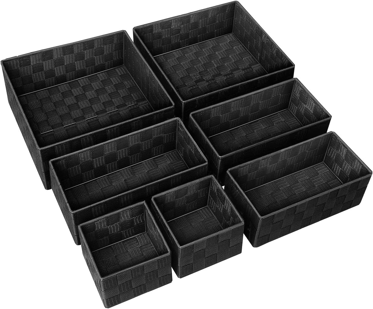Posprica Small Baskets for Organizing(7 Set) Woven Storage for Shelves, Bathroom, Decorative Closet