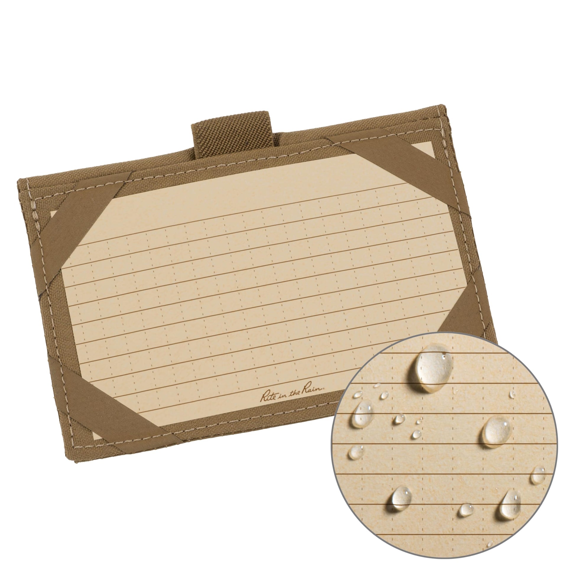 Rite in the Rain Weatherproof Index Card Wallet: Tan CORDURA® Fabric Cover, 25 Tan 3" x 5" Index