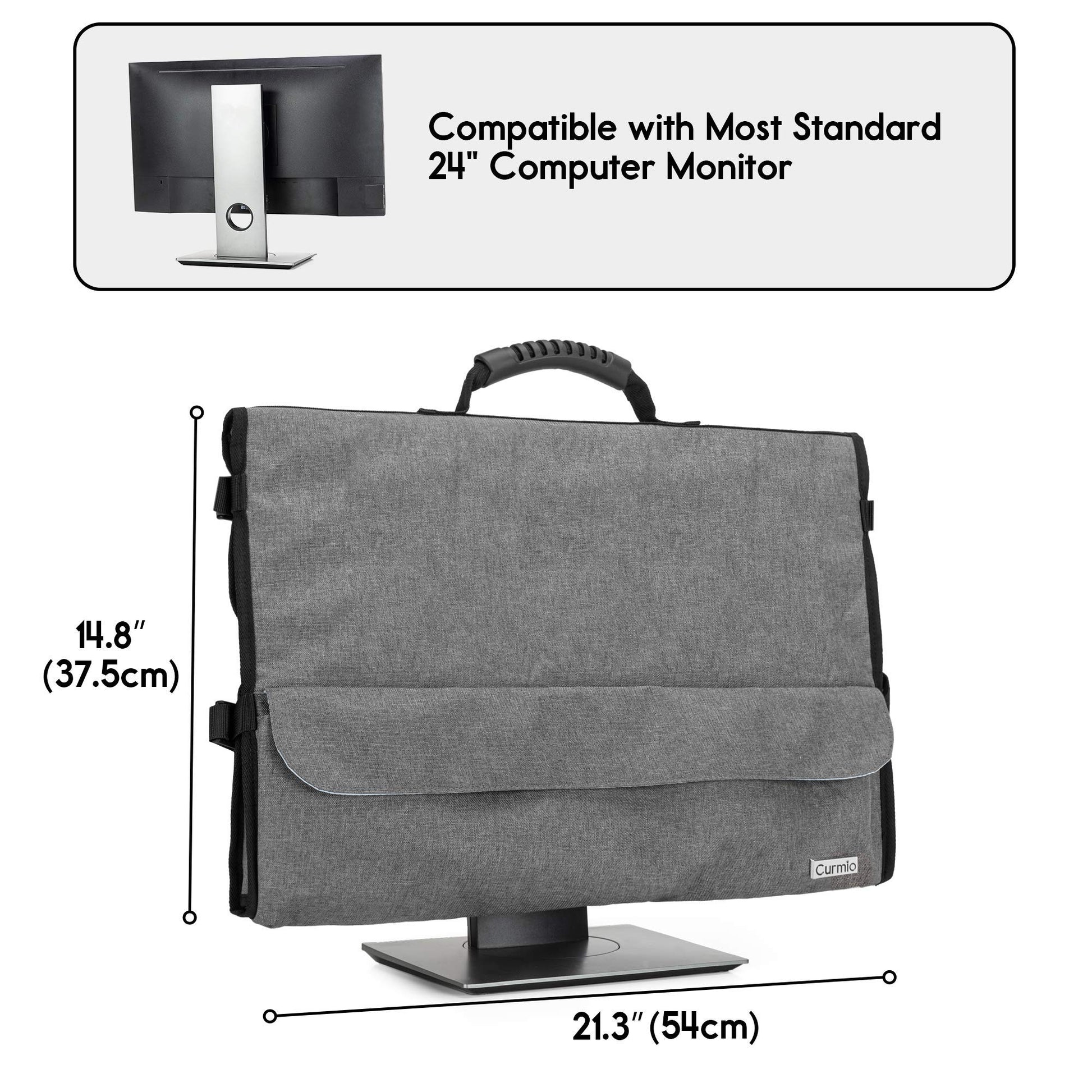 CURMIO 24 Inch Computer Monitor Carrying Case with Rubber Handle, Gray