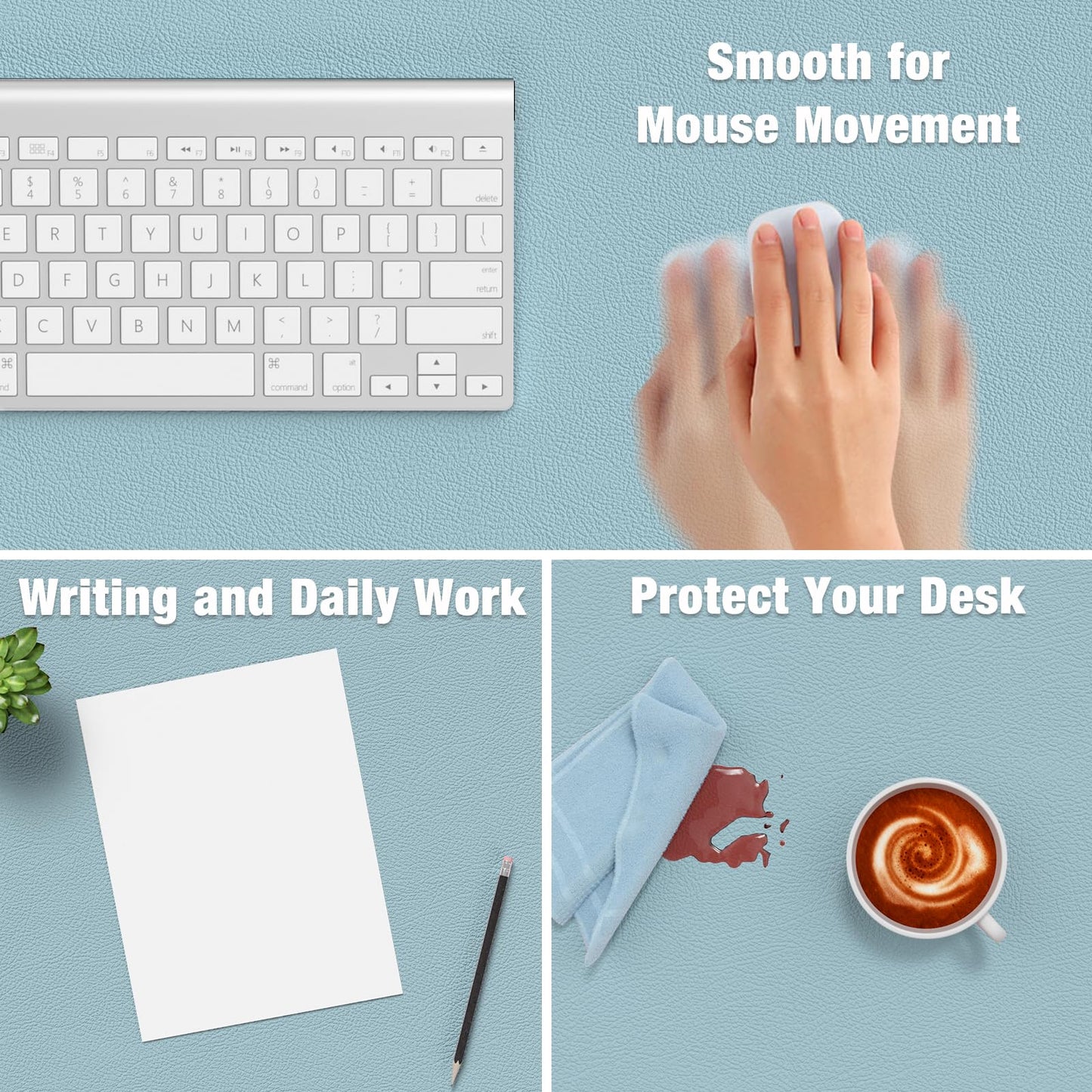 Hsurbtra Desk Pad, 48" x 17" PU Leather Desk Mat, XXXL Extended Mouse Pad, Waterproof Desktop