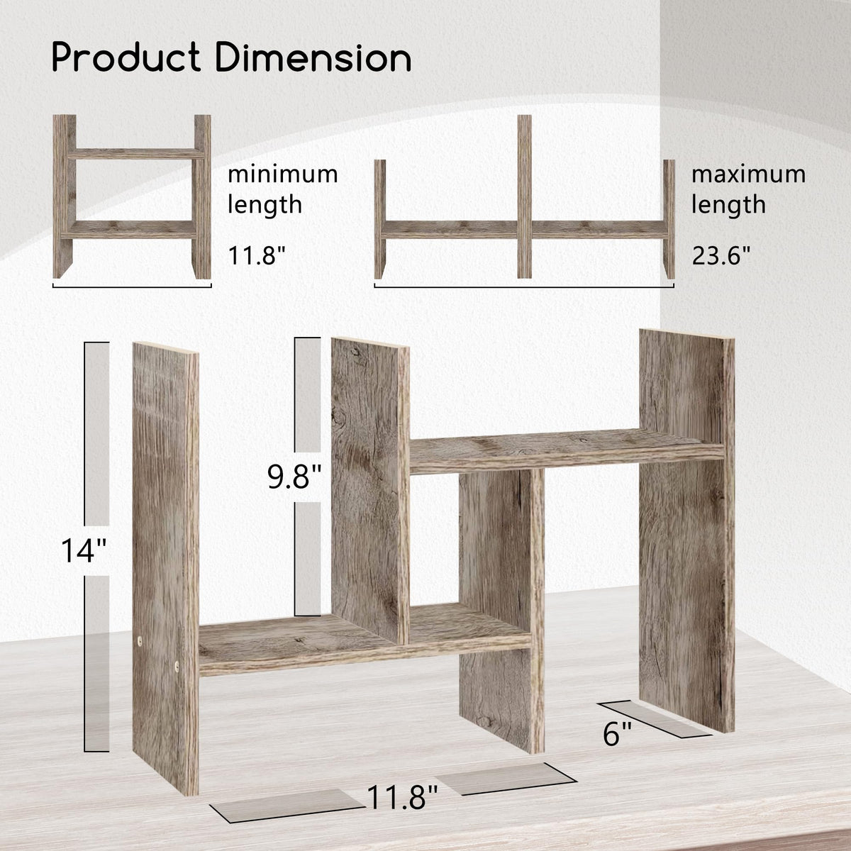 Jerry & Maggie Desktop Organizer Office Storage Rack Adjustable Wood Display Shelf Free Style