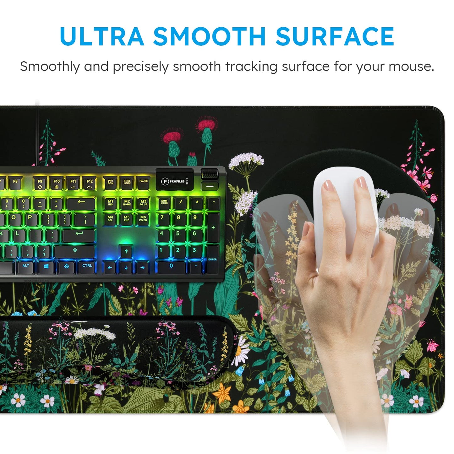 iCasso Floral 4in1 Writing Pad, 35.4"x15.7" Work Mat for Workspace