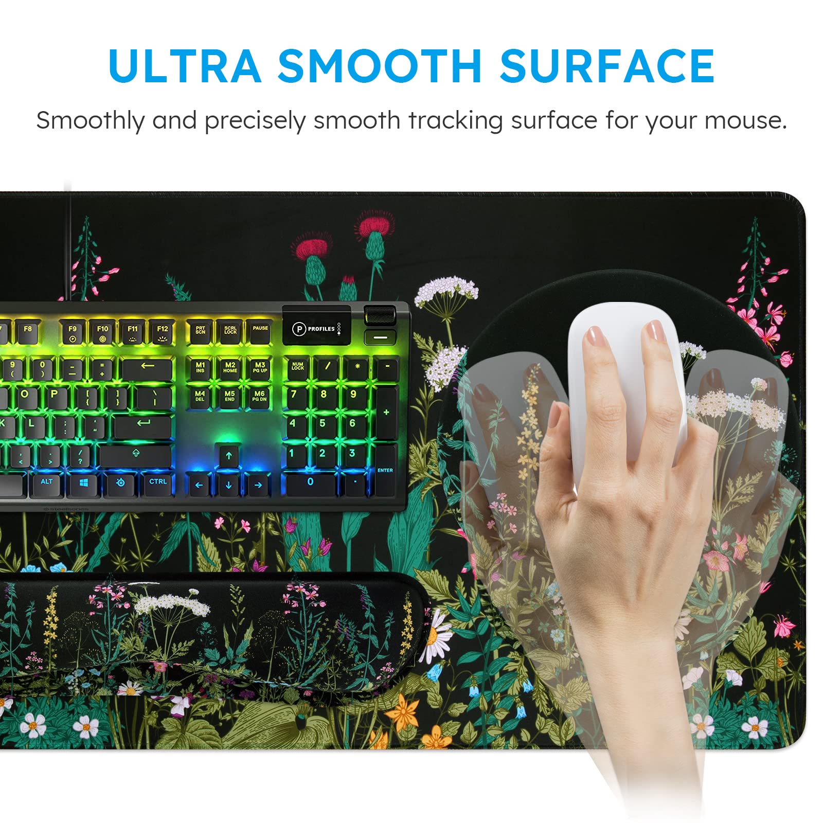 iCasso Floral 4in1 Writing Pad, 35.4"x15.7" Work Mat for Workspace