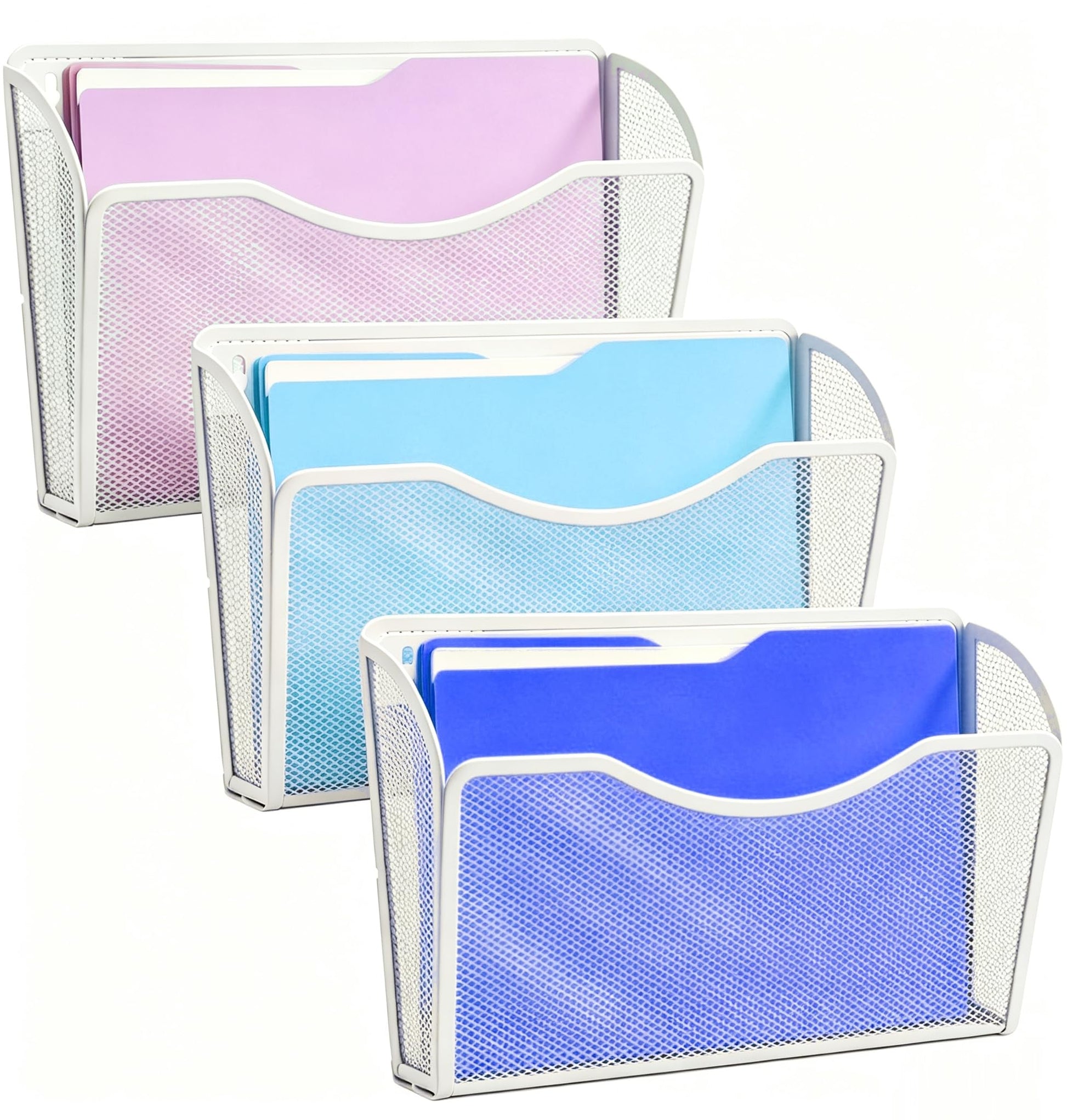 Gawerk Mesh Hanging Wall File Holders, Metal Vertical Wall Basket Mail Organizer for Office/Home