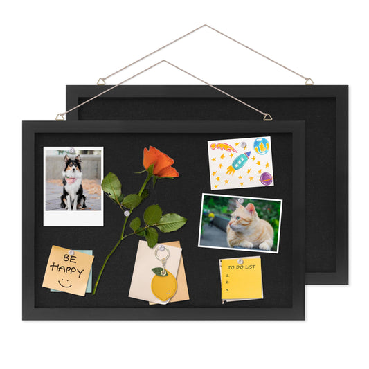 DAHAPYBOO Cork Board with Linen Black 2Pack,Bulletin Board 17"x12"