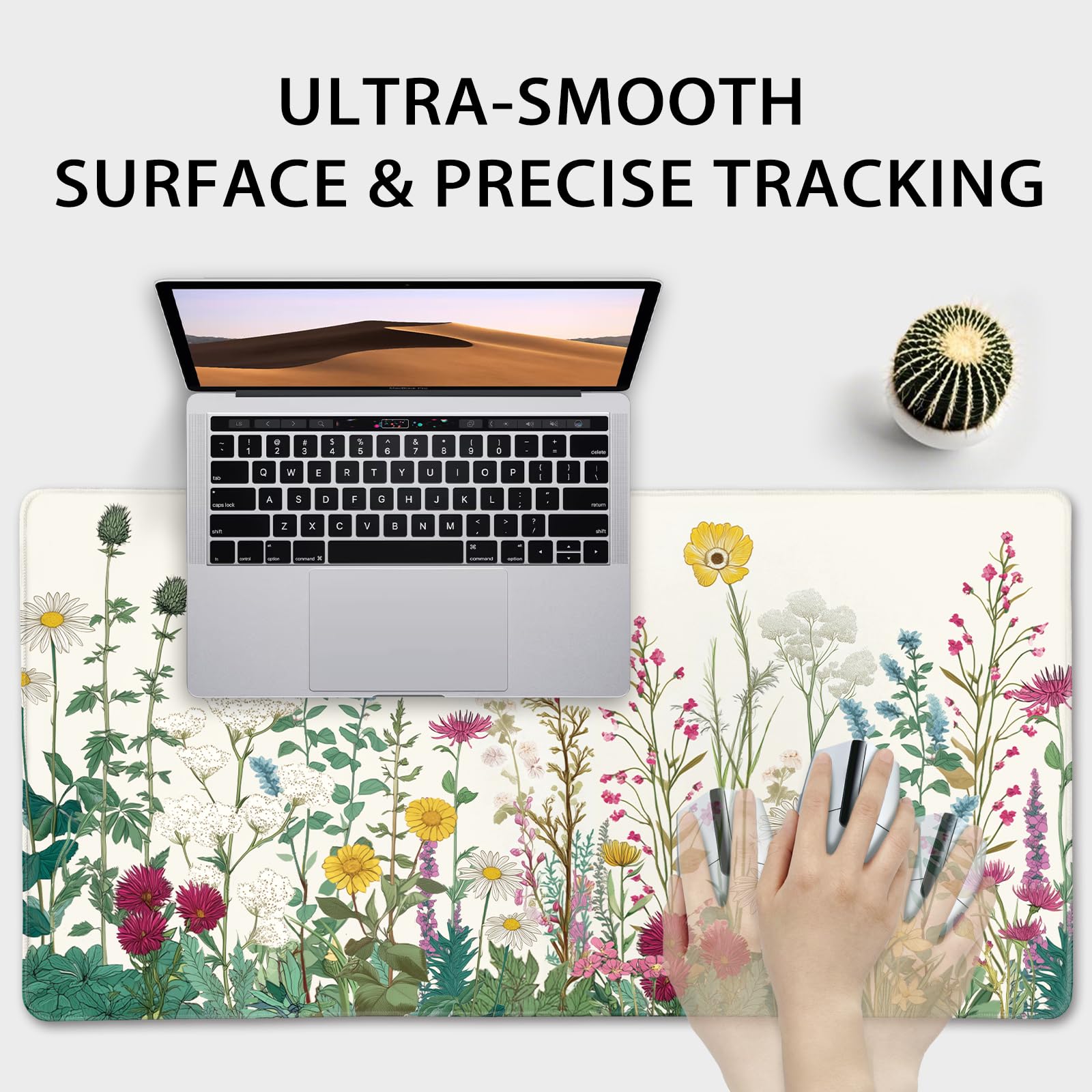 Mcapirivo Wildflower Garden Large Desk Mat Gaming Mouse Pad 31.5"x15.7"