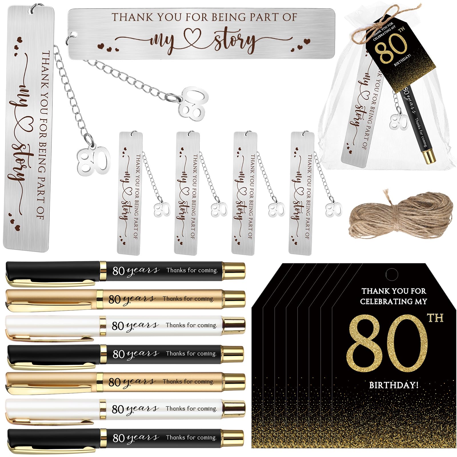 Sinload 25 Sets Birthday Favors for Guests 25 Thanks for Coming Ballpoint Pens 25 Metal Bookmarks