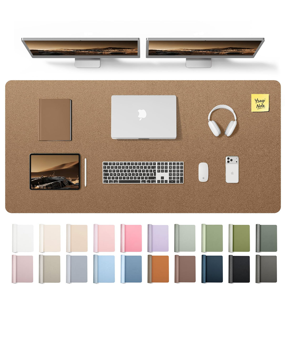 YSAGi Leather Desk Pad Protector, Office Desk Mat, Large Mouse Pad, Non-Slip PU Leather Desk