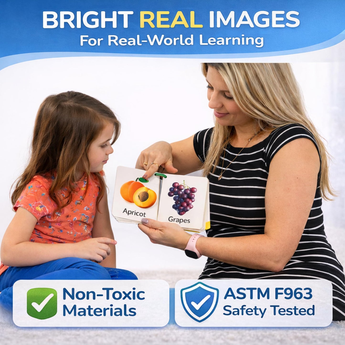250 Thick & Sturdy Learning Flashcards for Toddlers 1-3 with Rings - Alphabet Flash Cards & Sight