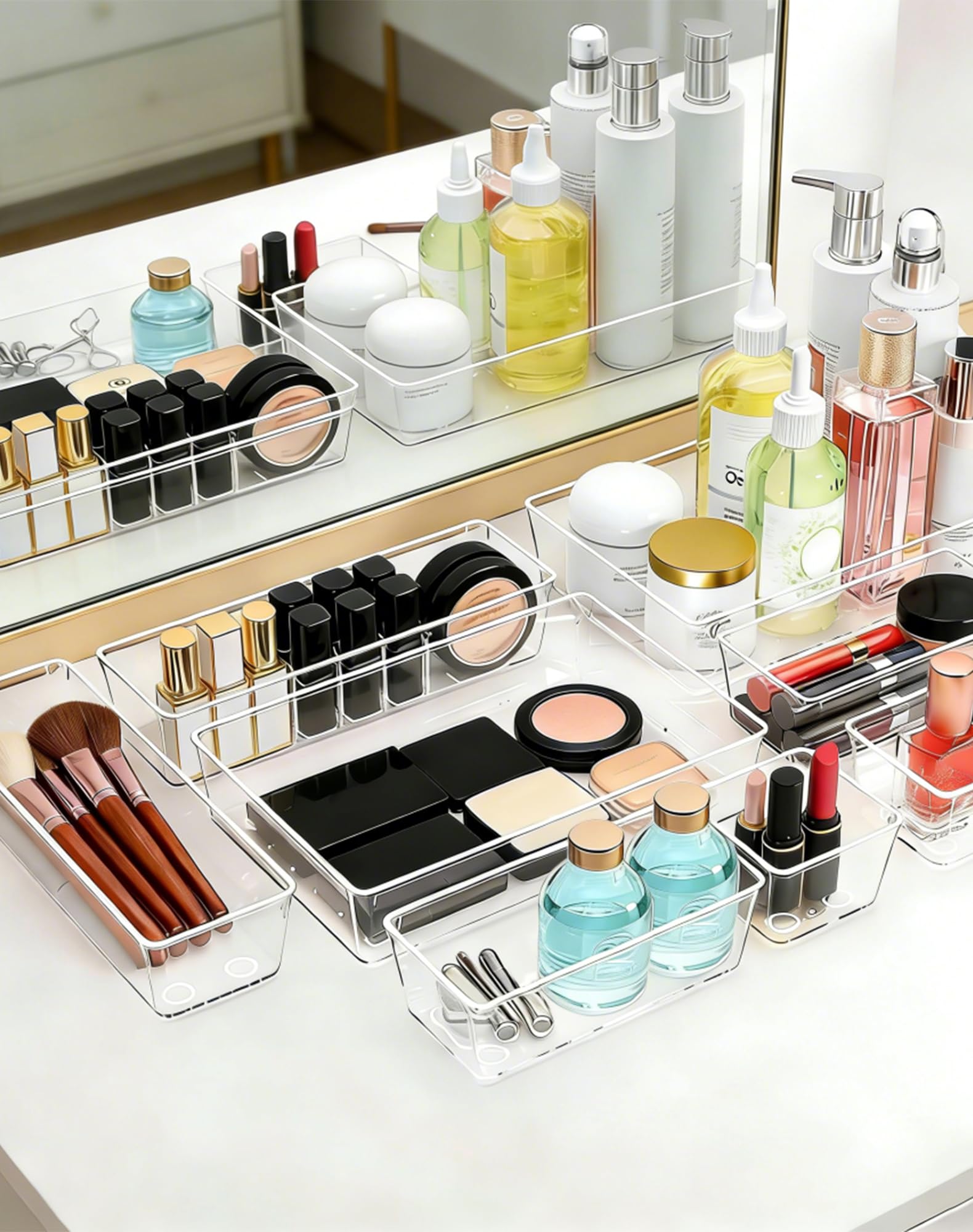 VEXTHYX 45P Makeup Desk Drawer Organizers Set for Vanity, Bathroom, Kitchen