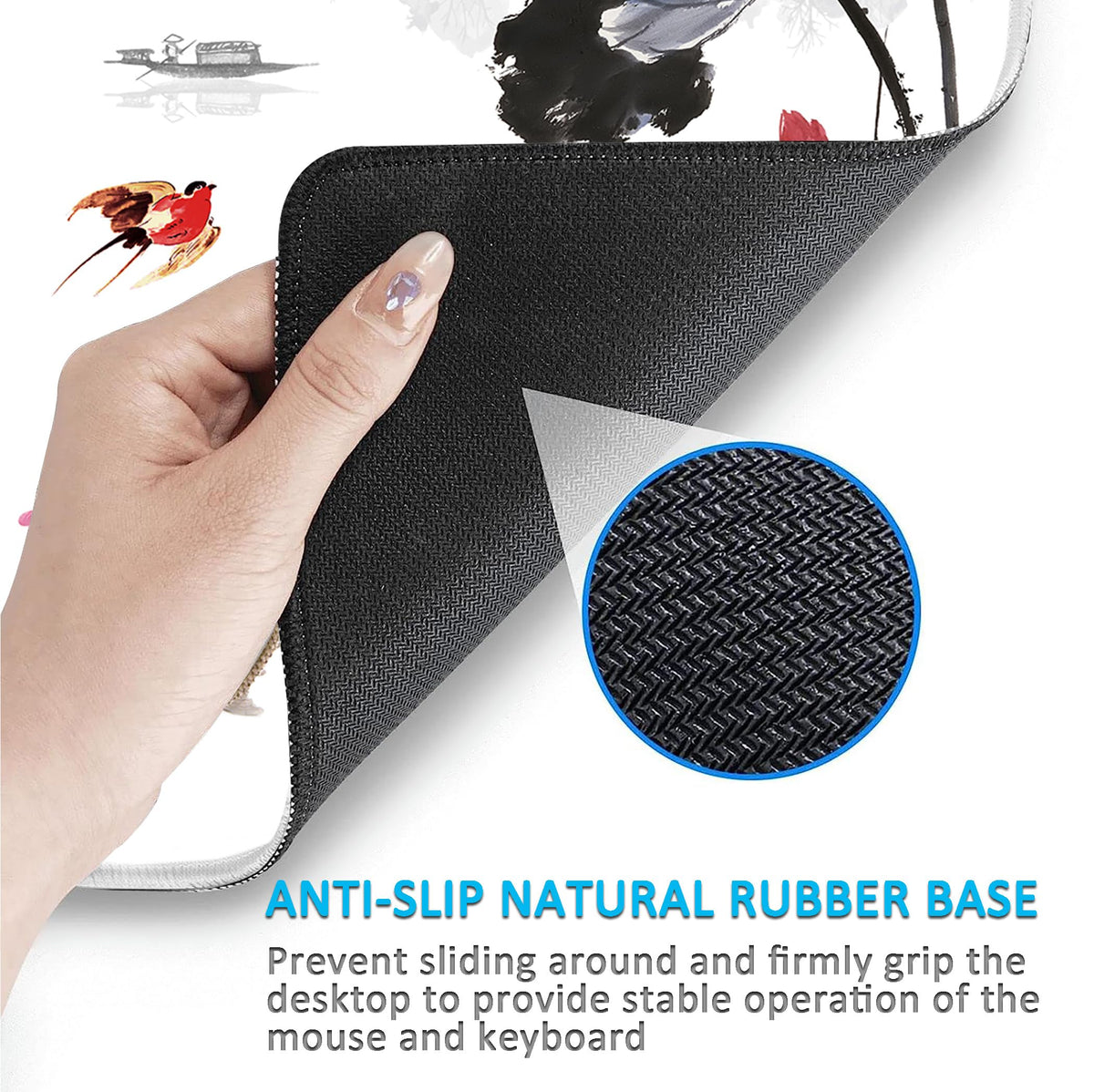 LL-COEUR XXL Landscape Gaming Mouse Pad Computer Keyboard Mat Office Desk Pad (Lotus, 23.6" x 15.7"