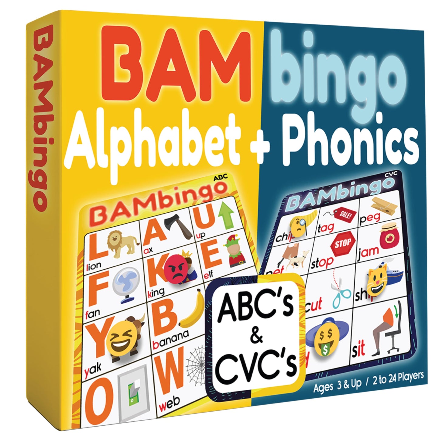 Alphabet and Phonics Bingo - ABC Learning Letter Recognition and CVC Words with Pictures - Phonics