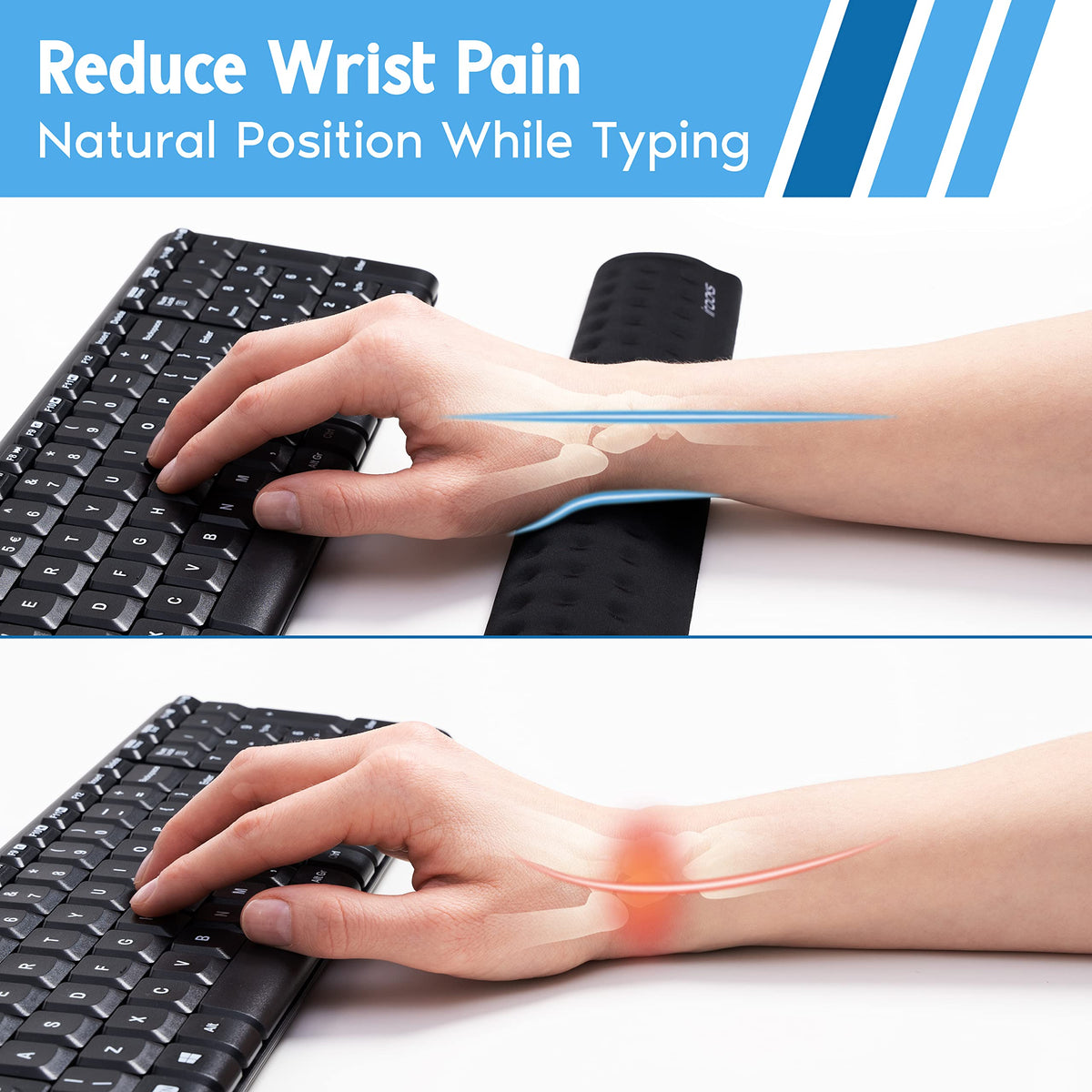 i-Rocks Memory Foam Keyboard Wrist Rest - Pain-Reducing, Non-Slip Rubber Base Wrists Rest Support