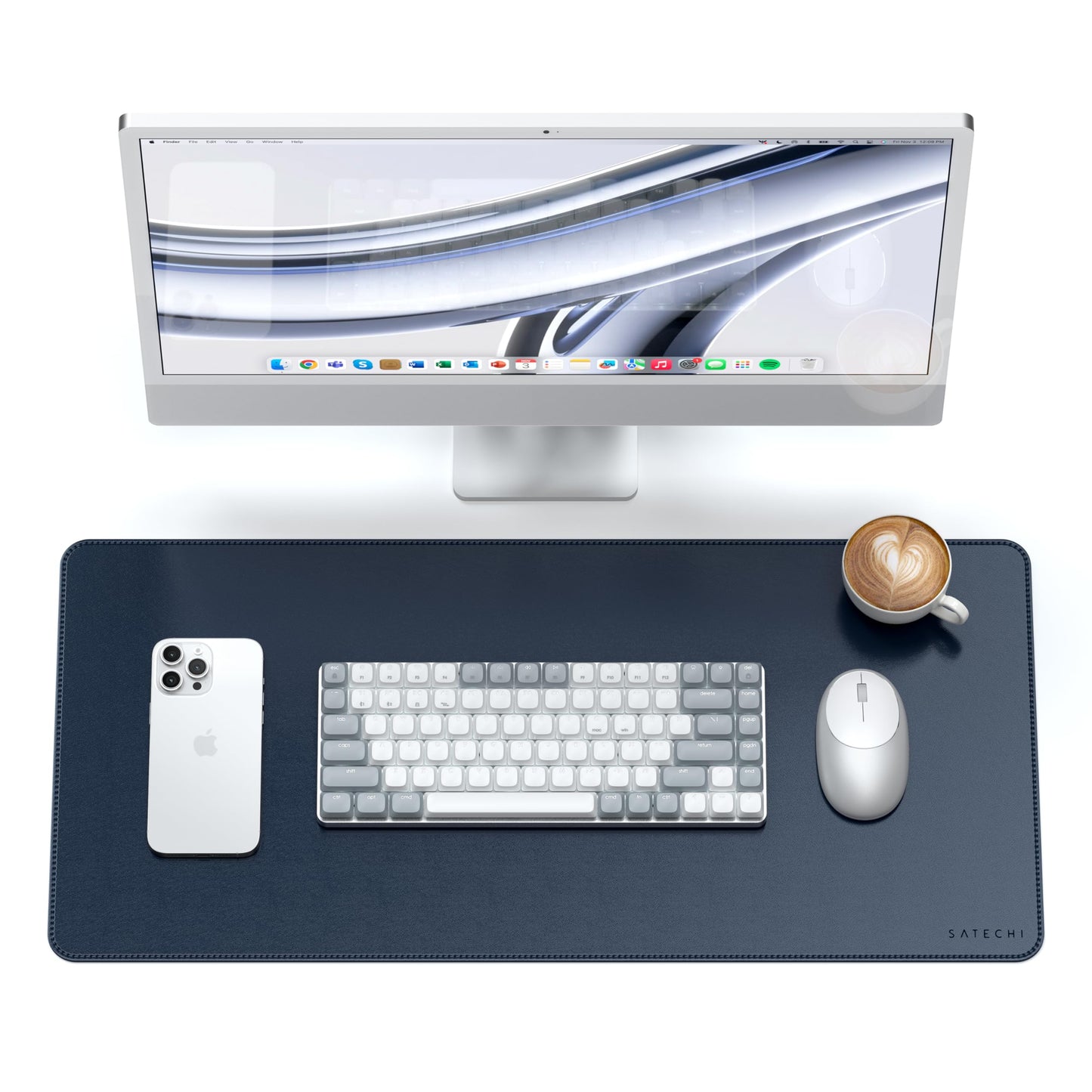 Satechi Vegan-Leather Desk Mat, Scratch and Water Resistant, Blue