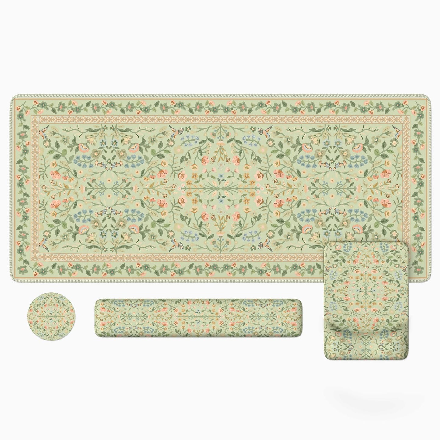 iLeadon Green Desk Mat Set, Keyboard with Wrist Rest and Mouse Pad