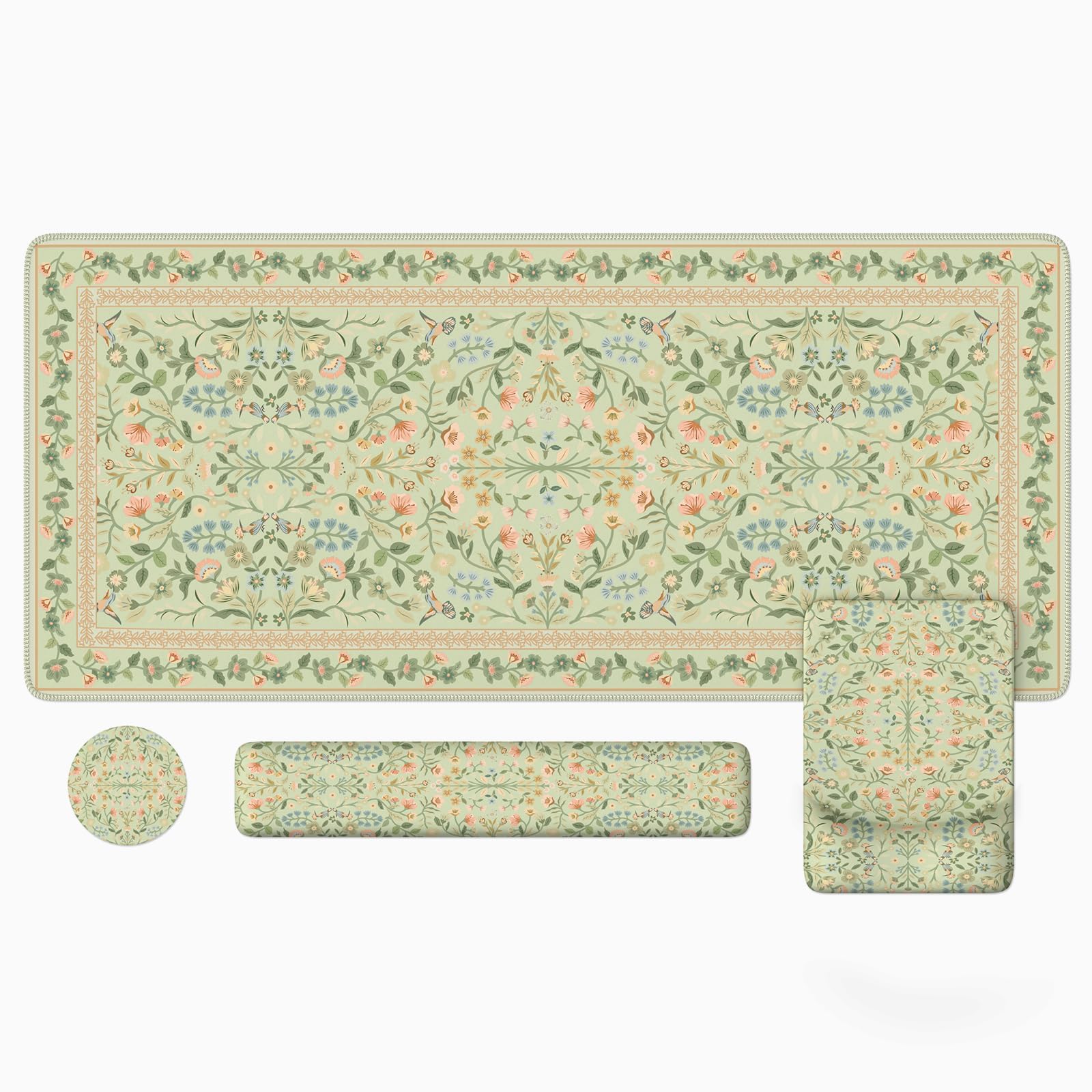 iLeadon Green Desk Mat Set, Keyboard with Wrist Rest and Mouse Pad