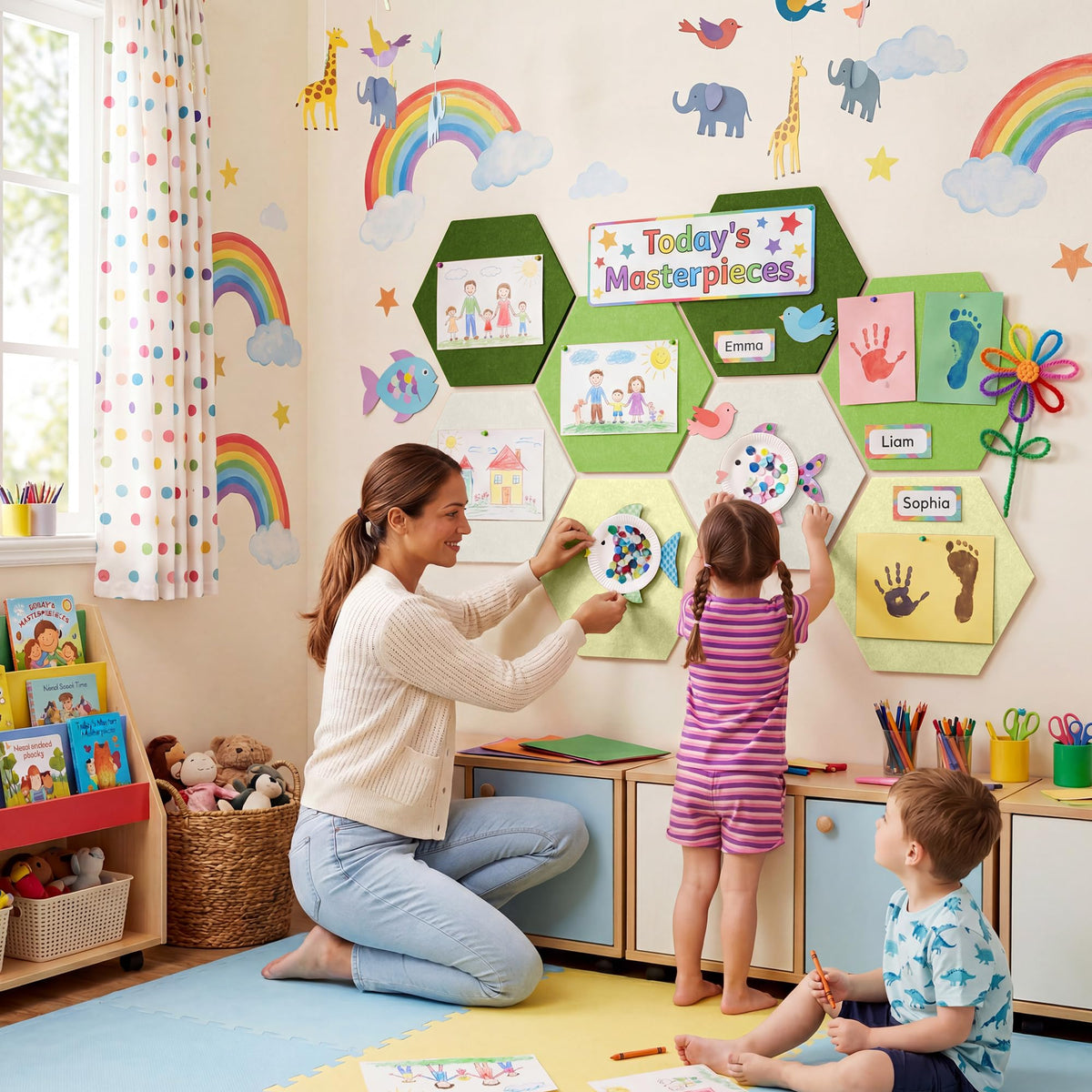 Uoisaiko 8-Pack Hexagon Felt Bulletin Board Tiles, Cork Board Alternative
