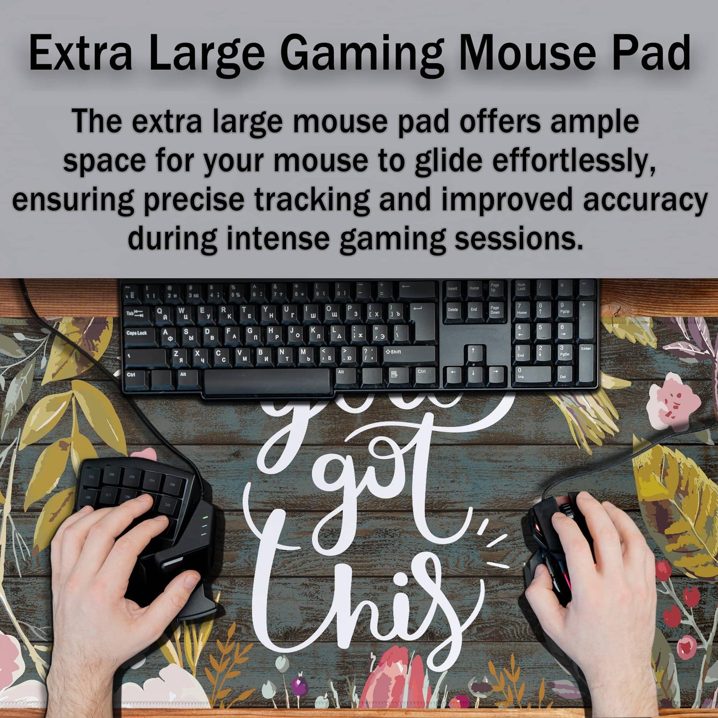 Samgula Computer Mats Floral Work Desk Mat Gaming Mouse Pad Large Mousepads Table Extender