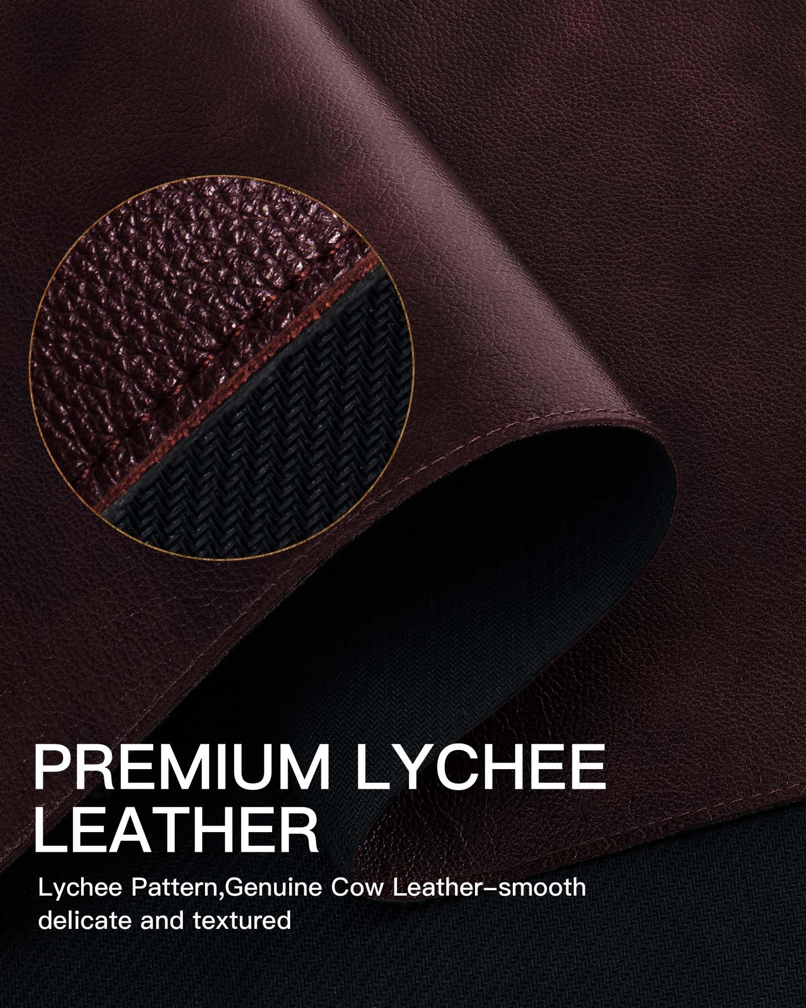 YSAGi Genuine Leather Desk Mat, 35.4"x17" Office Desk Pad, Thick Desk Pad Mat with Stitched Line