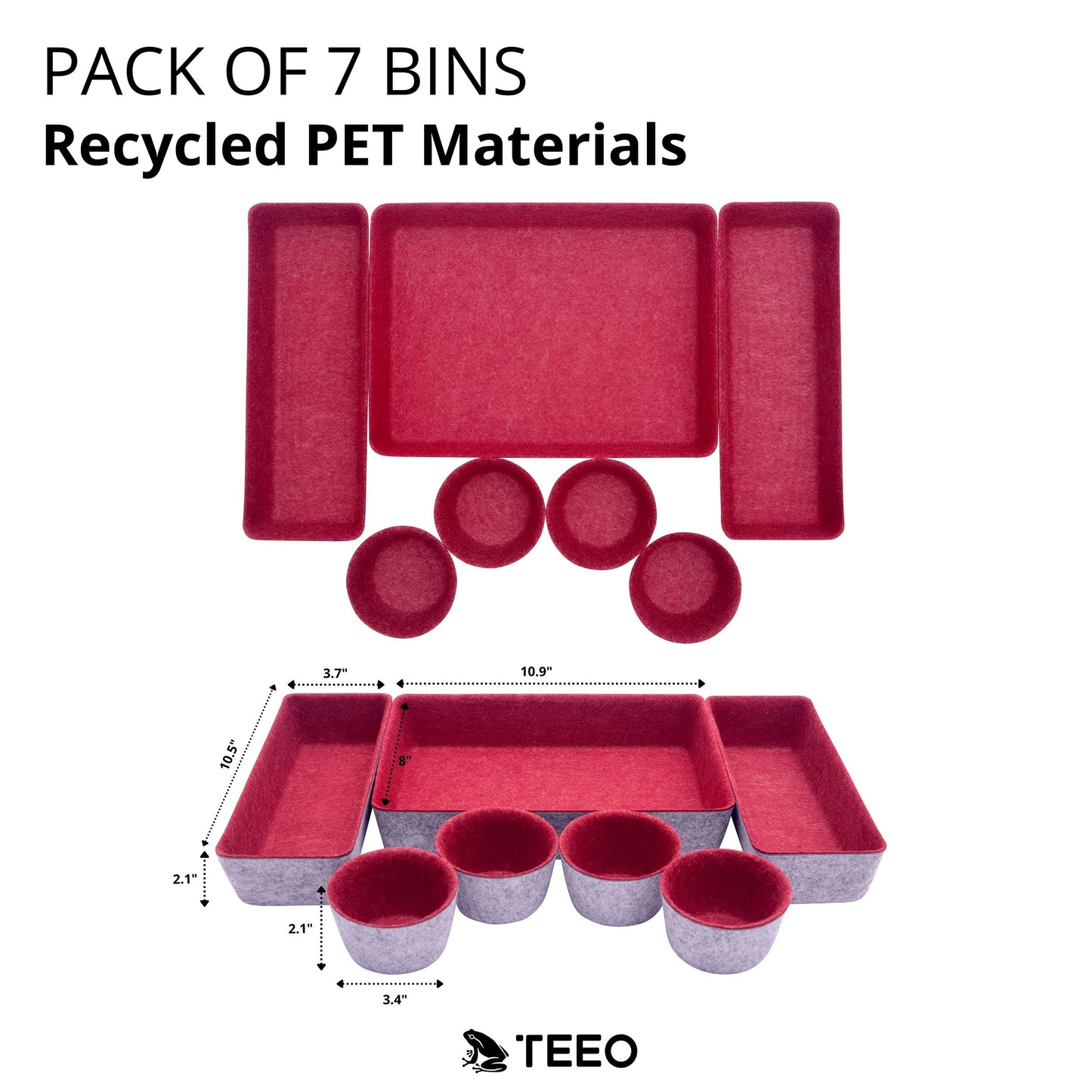 Teeo - Desk Tray Organizer - Makeup Organizer Drawers Storage - Home Office Cosmetic Bins Dividers