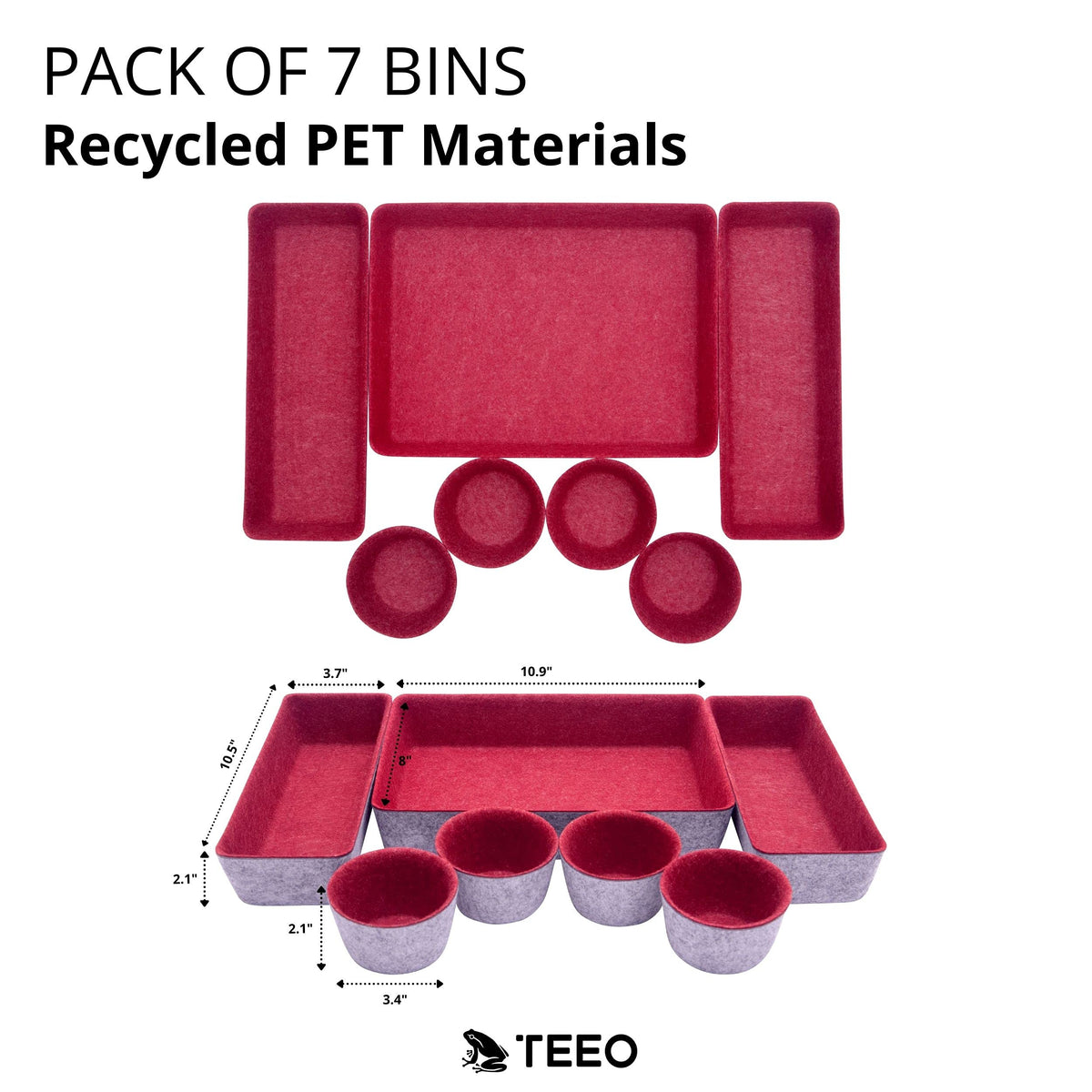 Teeo - Desk Tray Organizer - Makeup Organizer Drawers Storage - Home Office Cosmetic Bins Dividers
