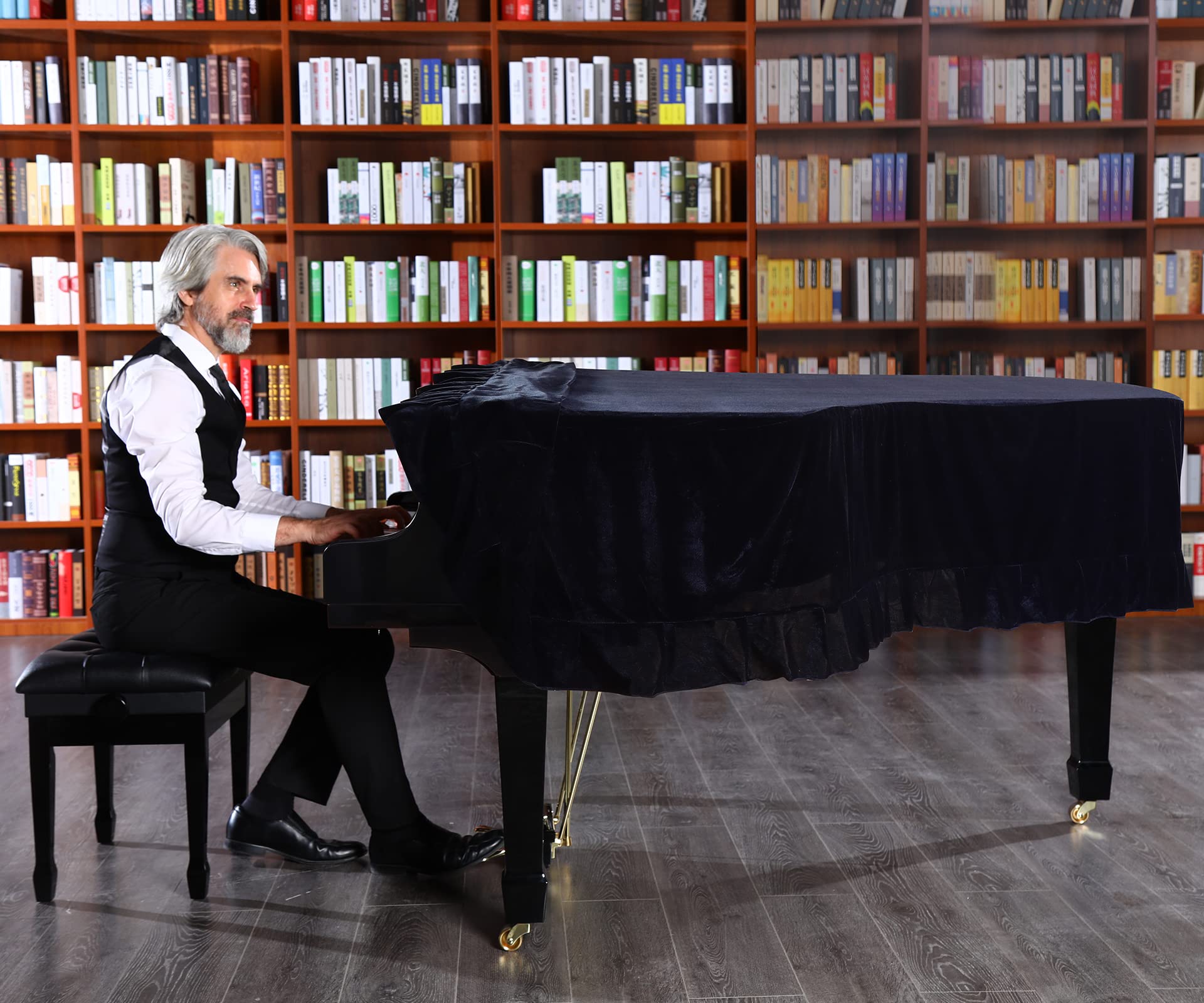 Monkeysell Velvet Grand Piano Cover Dustproof Decorative Full Piano Cloth