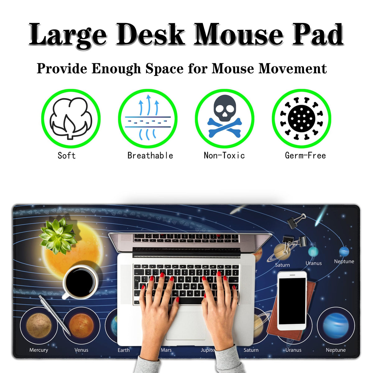 Samgula Biggest Mouse Pad - Yellow Pc Desk Mat, 900X400mm Waterproof Non-Slip Rubber Base, 35.4" X