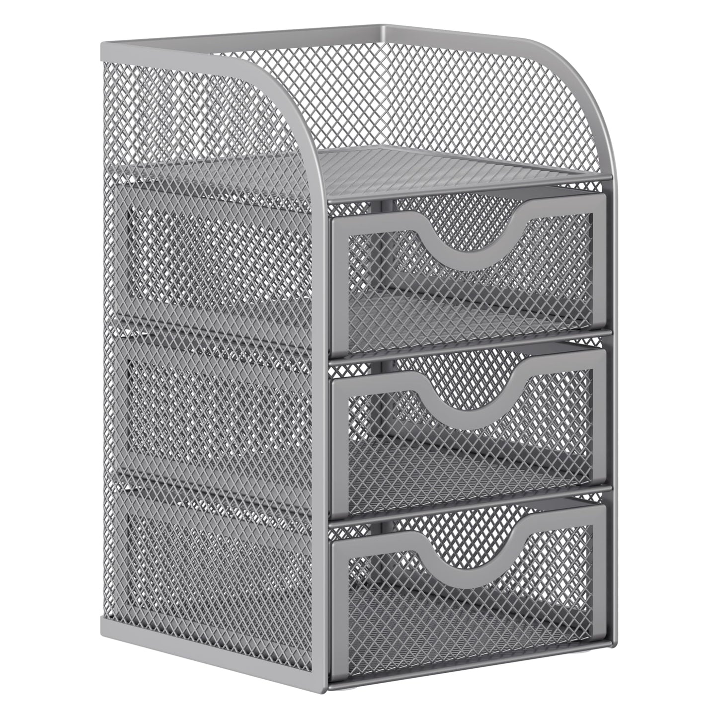 EasyPAG Mesh Desk Organizer with 3 Drawer Office Desktop Organizers and Accessories Stationery