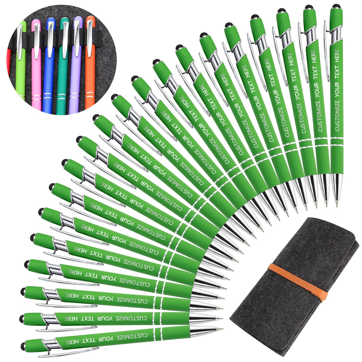 Yananka 24 Pcs Custom Pens with Stylus,Personalized Pens with Free Engraving,Customized Pens with