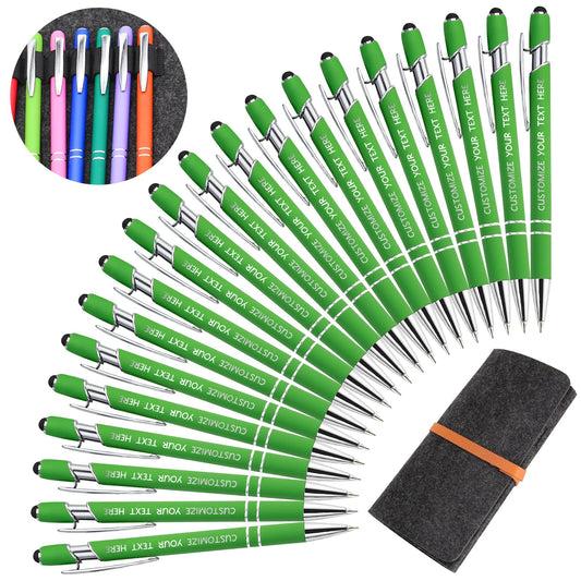 Yananka 24 Pcs Custom Pens with Stylus,Personalized Pens with Free Engraving,Customized Pens with
