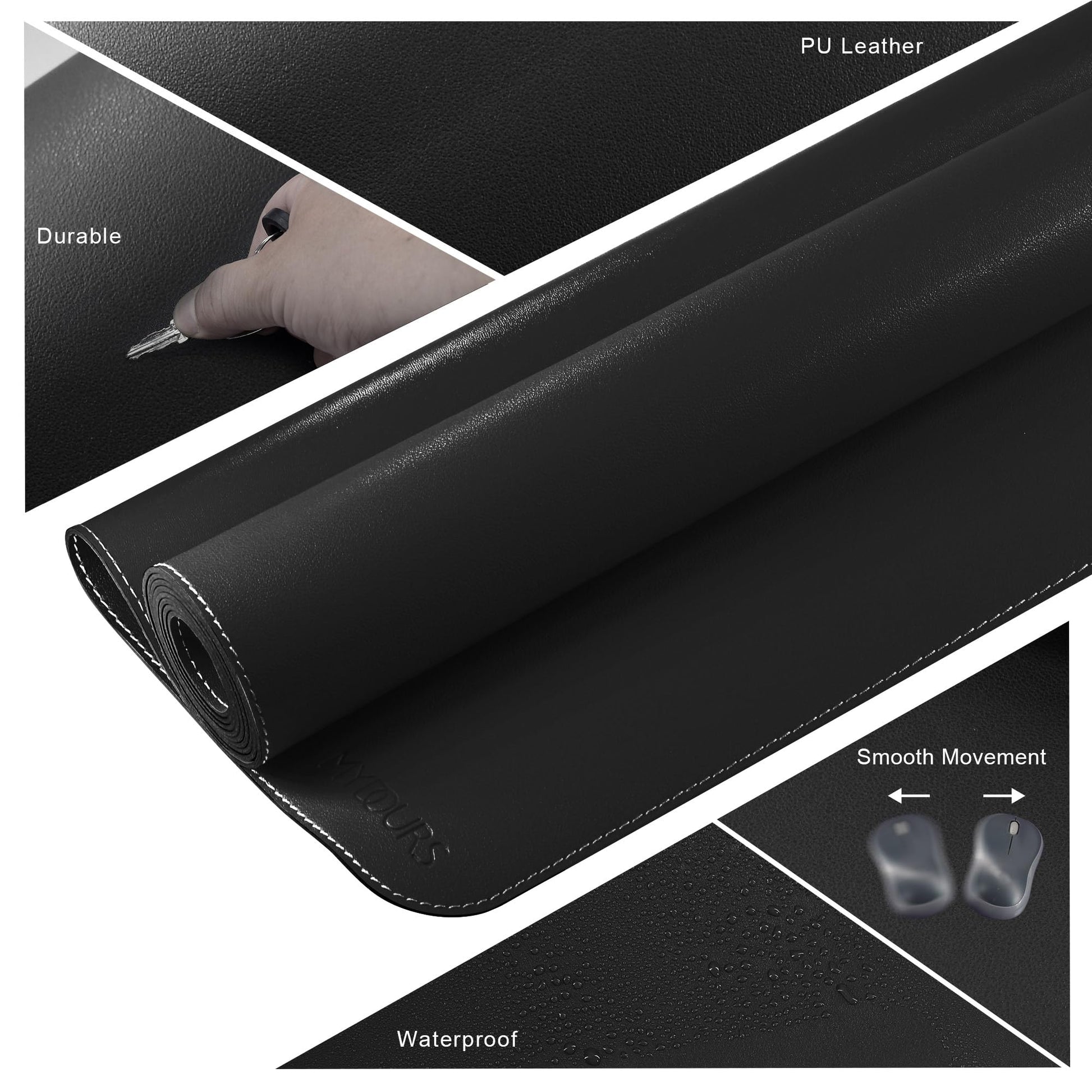 Mydours 55"x28" Extra Large Desk Mat - Full Desk Blotter Pad, (Black)
