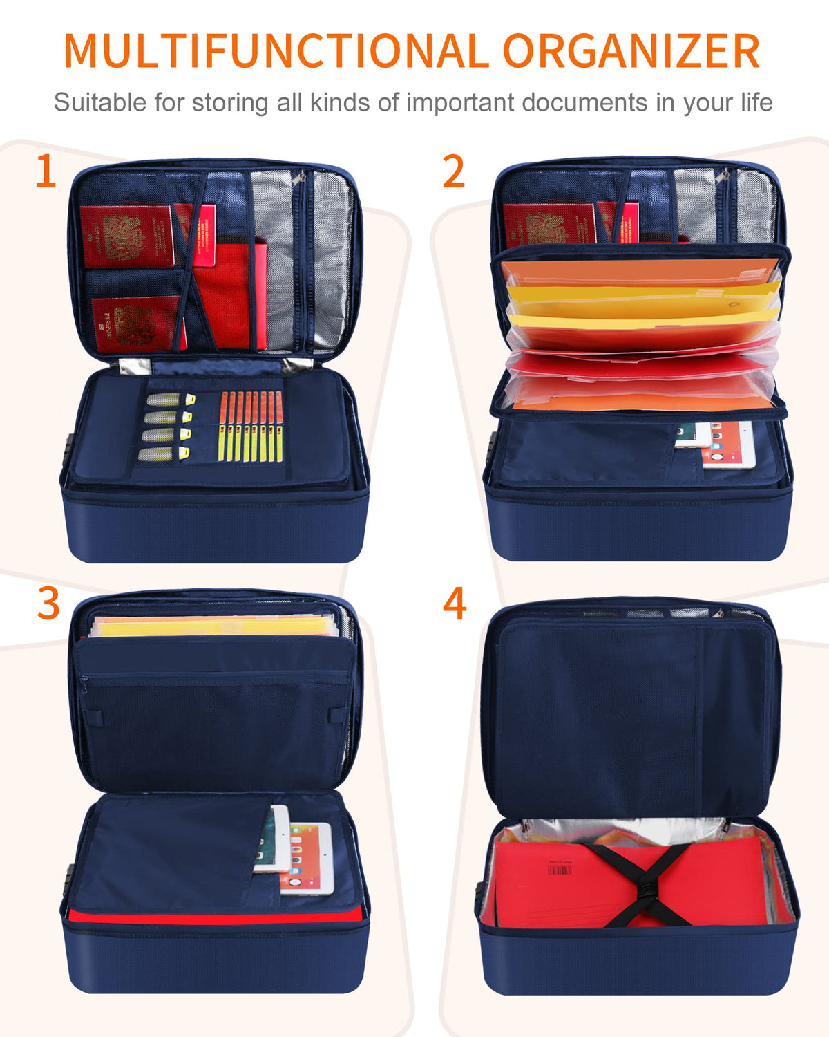 Noiposi 5200℉ Fireproof Document Box with Lock 16.1"x11.4"x4.3"
