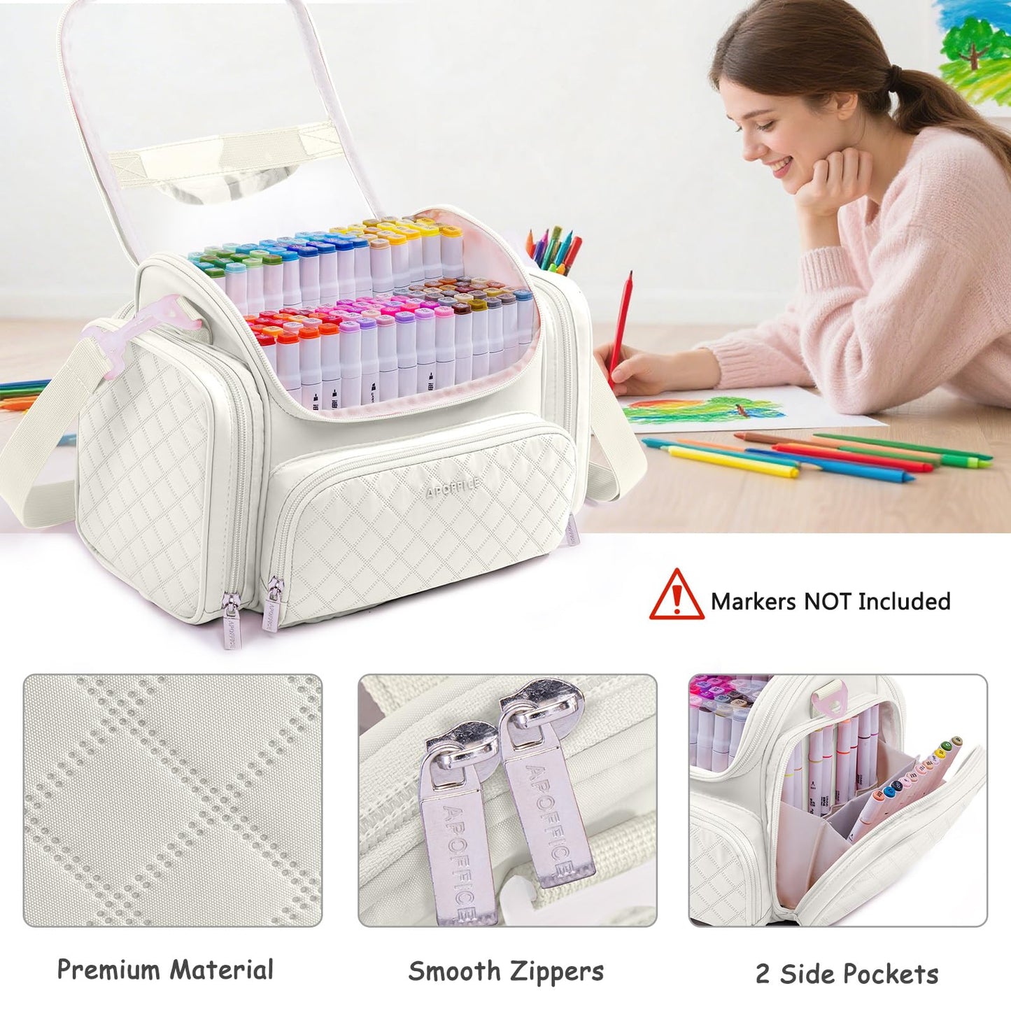 Large Marker Organizer Case for Up to 300 Markers, Marker Storage Bag