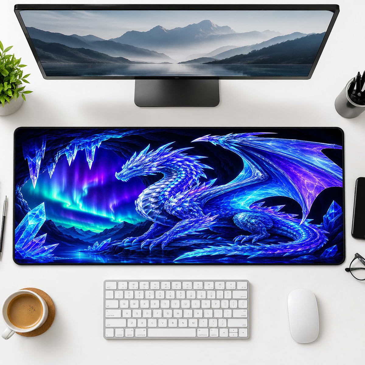 Simpkeely Blacklight Dragon Large Gaming Mouse Pad for Desk, Keyboard Mat