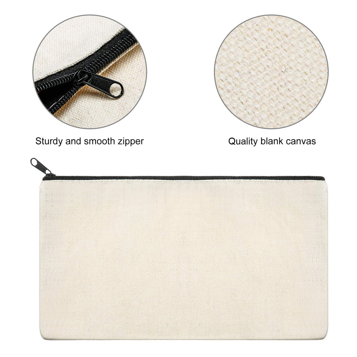 Outus 40 Pack Blank Canvas Pouch DIY Craft Zipper Bags Bulk Makeup Pencil Pouch Multipurpose Travel