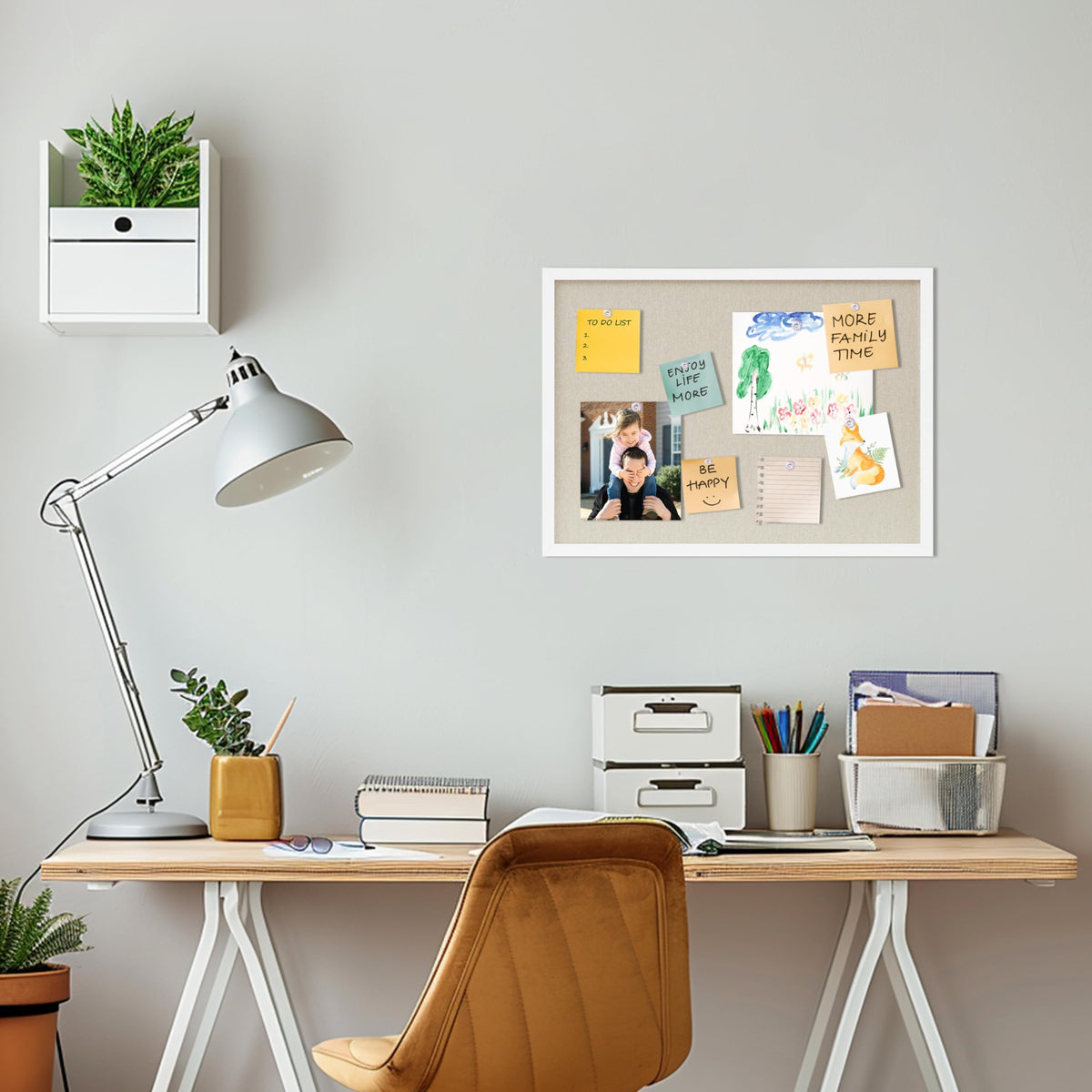 DAHAPYBOO Cork Board with Linen White 2Pack,Bulletin Board 23"x17"