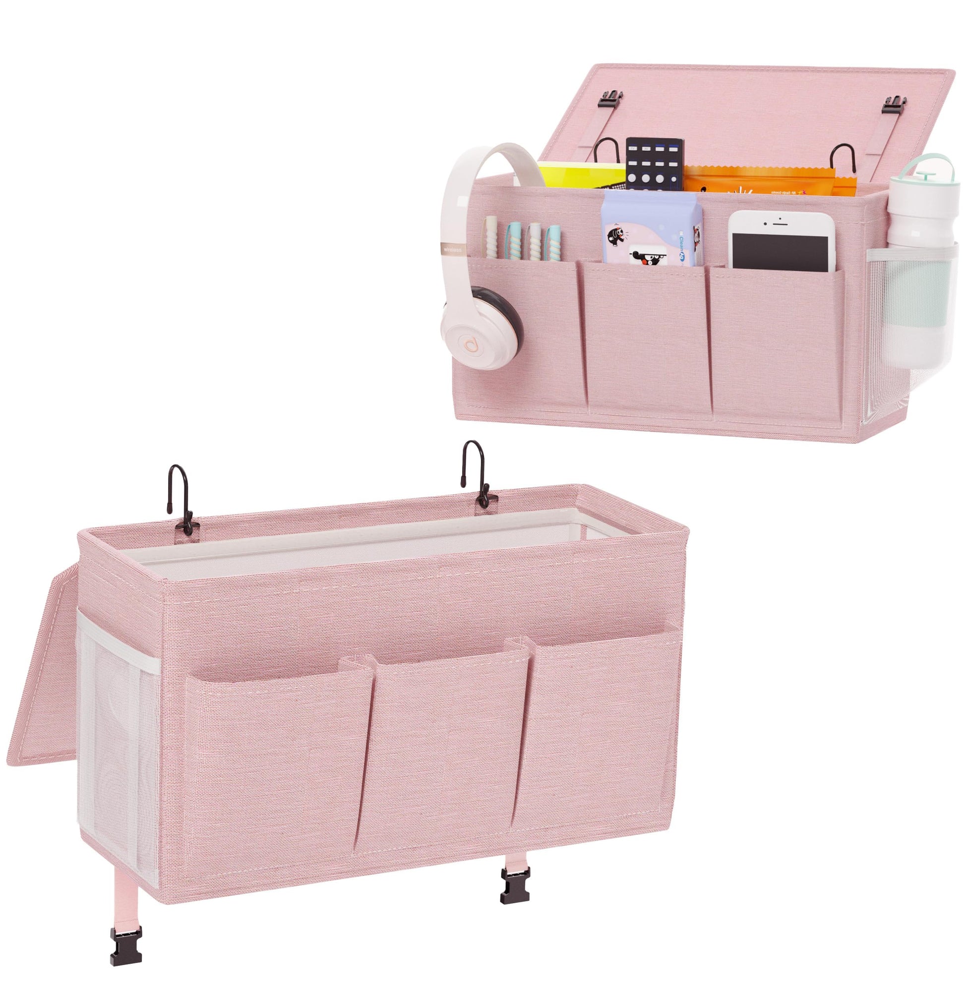 Bedside Caddy Storage Organizer for Bed Rails, Bed Caddy with 6 Pockets