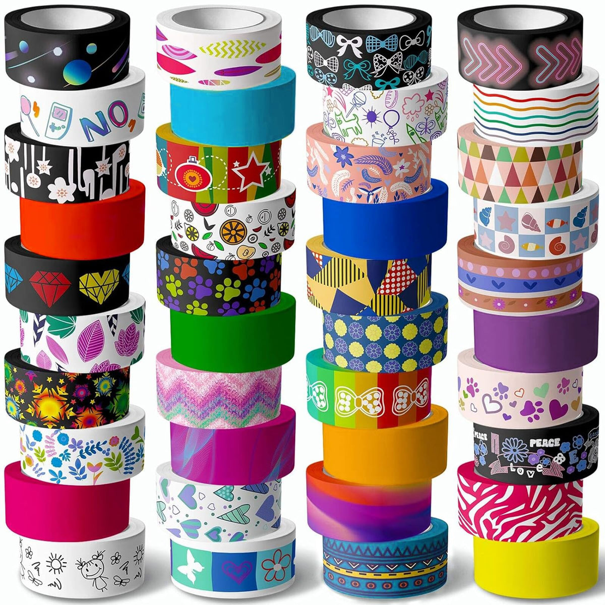 KUNMINGER 40 Rolls Washi Tape Set - 15 mm Wide Colored Decorative Tape for DIY Crafts, Junk Journal