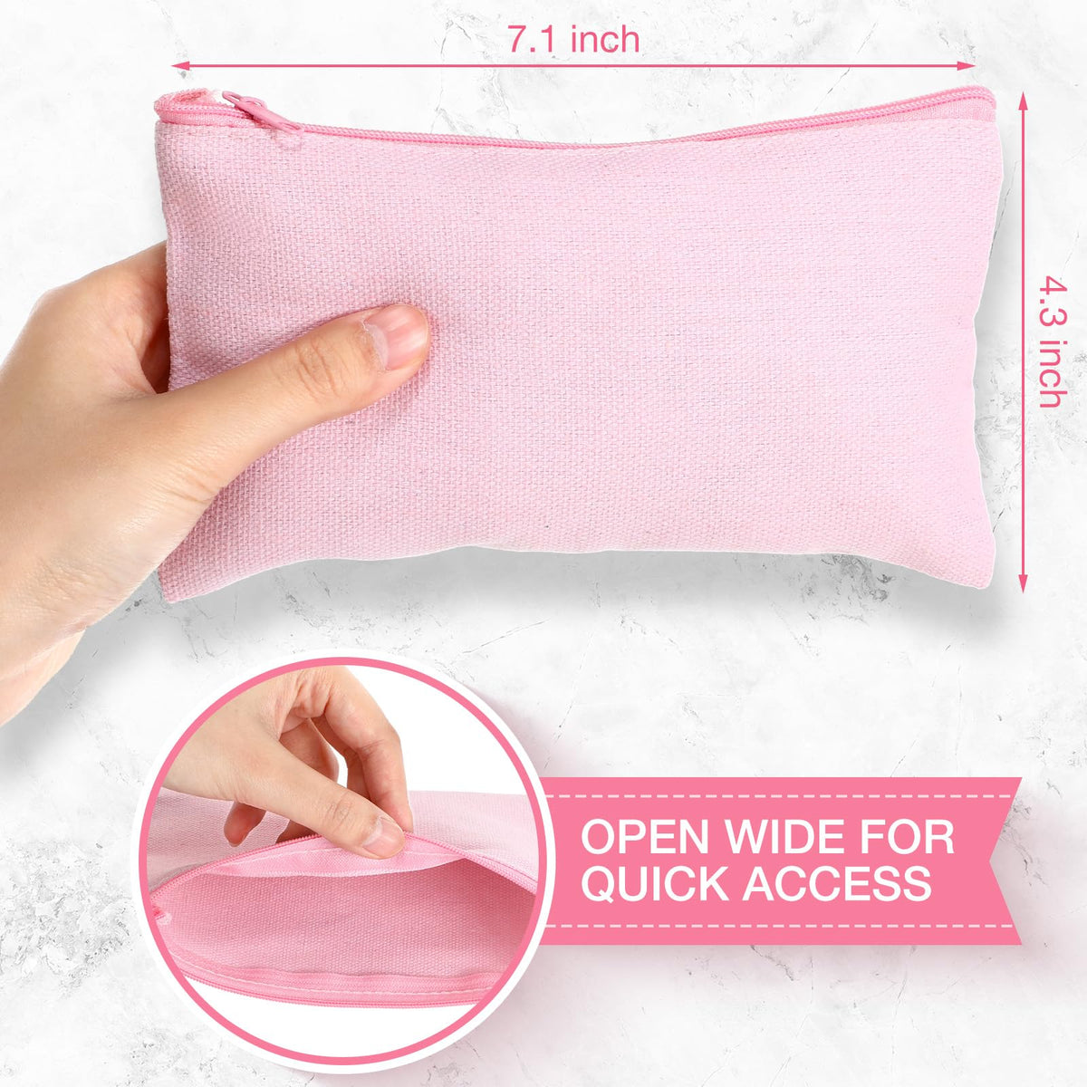 Frienda 50 Pcs Canvas Zipper Pouch Bulk Gift, Pink