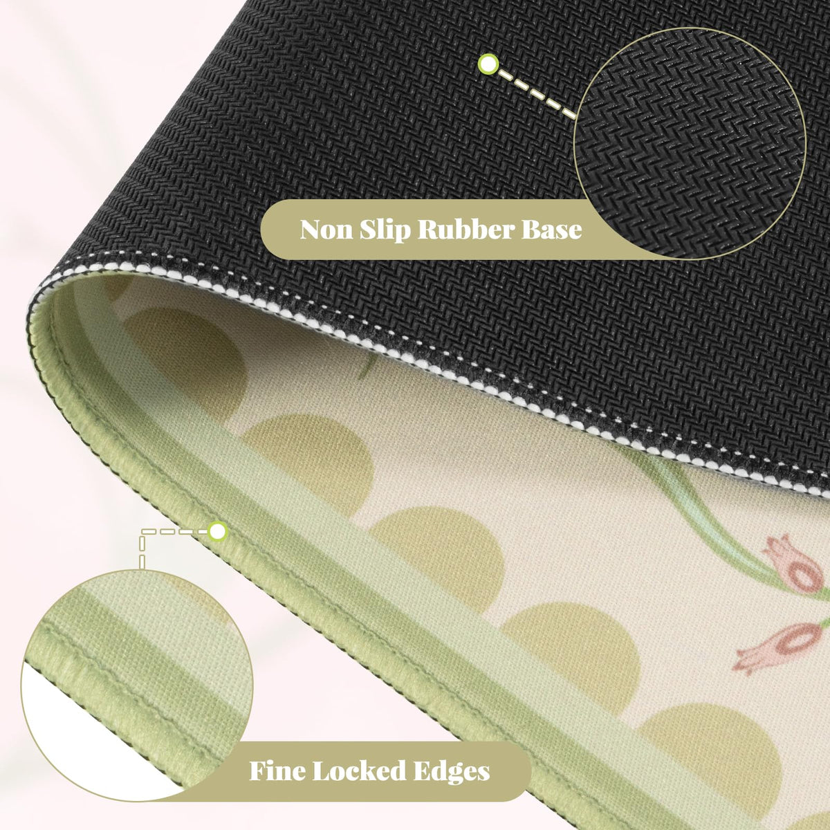 iLeadon Green Floral Desk Mat, Large Mouse Pad for Keyboard and Mouse