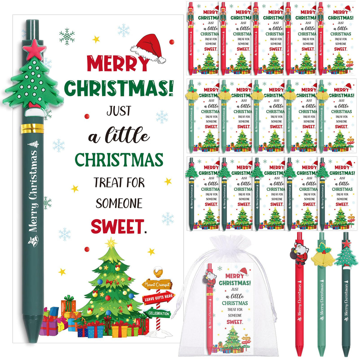 Marspark 30 Set Christmas Party Favor Gifts Bulk Xmas Pens and Cards Set
