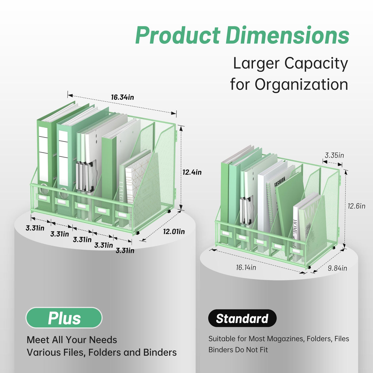 DALTACK 5-Slot Magazine File Holder, Metal Binder Holder, Mint Green
