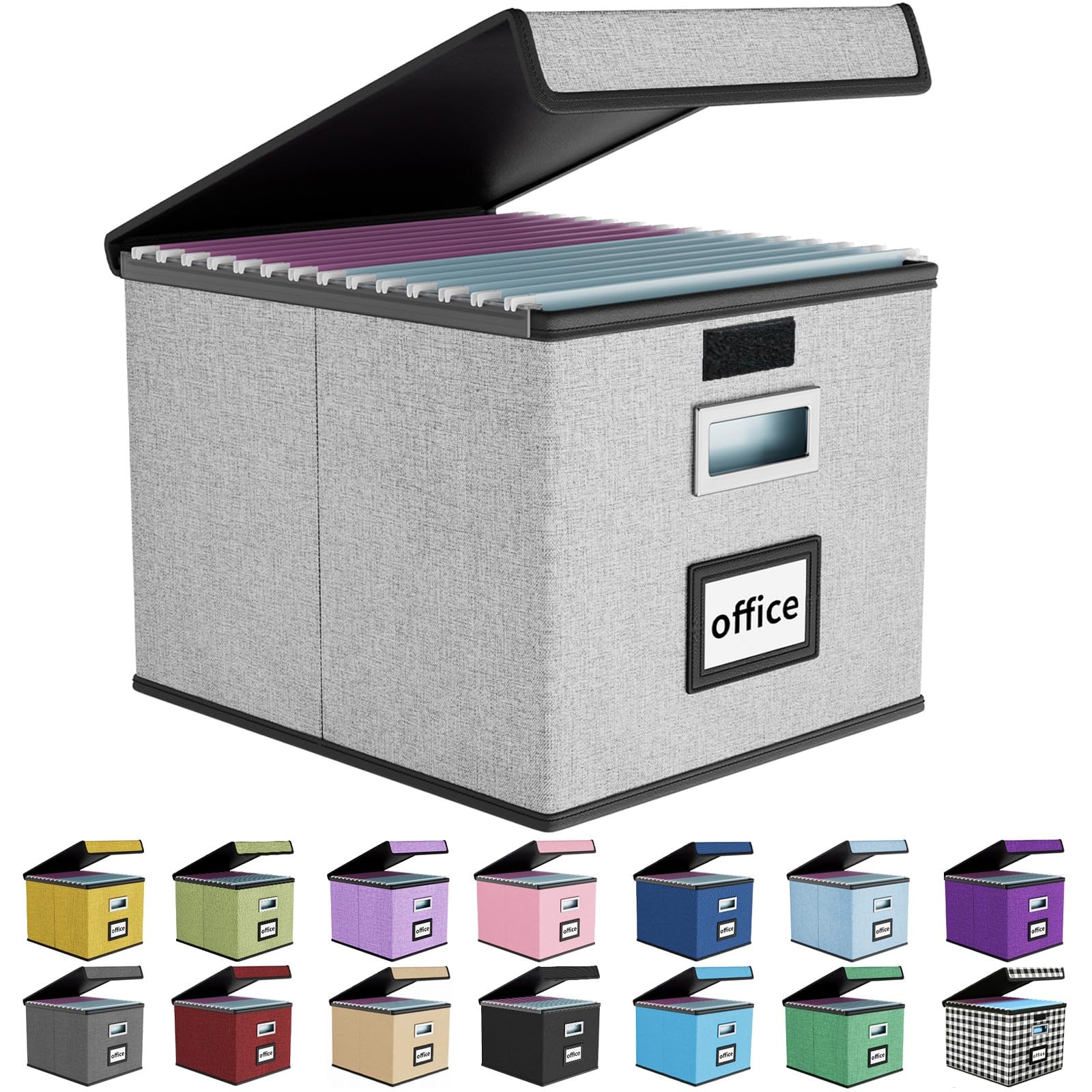 Huolewa File Organizer Box with Lids, Collapsible File Folder Organizer