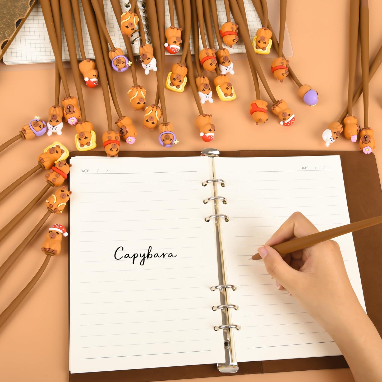 LiYiQ 48 PCS Capybara Stress Relief Bobblehead Pens Fun Cute Pen for kids Fidget Pens Kawaii Pen