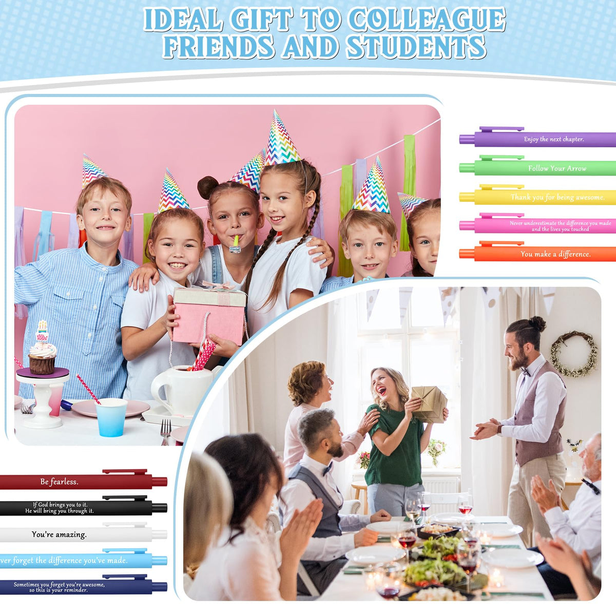 Teling 100 Pcs Inspirational Pens Bulk, Classic Colors, Classic Style