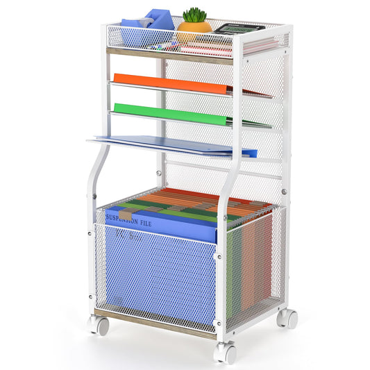 3IngSeagulls Rolling File Cart, 5-Tier Mobile Filing Cabinet on Lockable Wheels, Under Desk