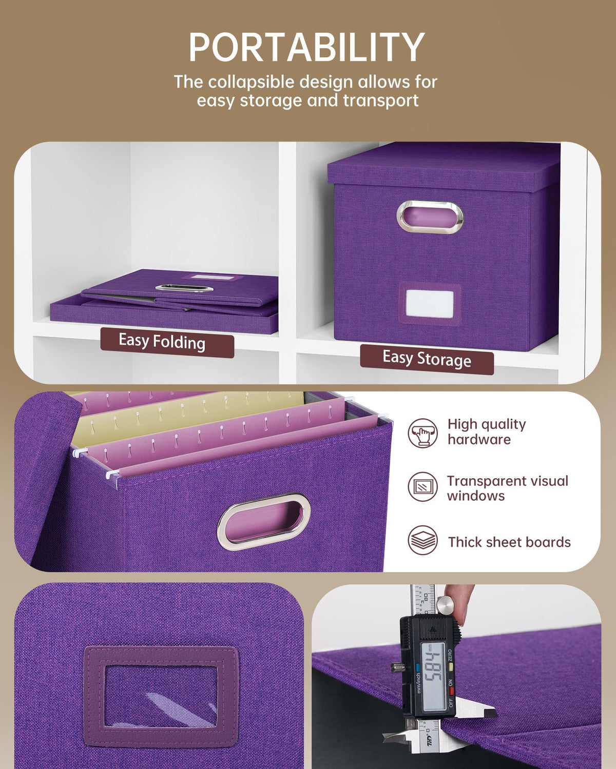 Oterri File Organizer, File Box, File Cabinet for Letter File Folder Storage, Hanging File